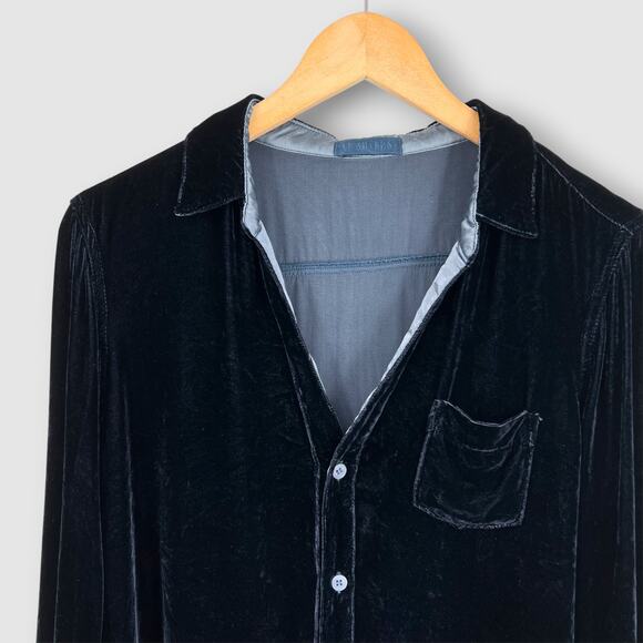 CP Shades Blue Velvet Button-Down Silk Blend Shirt Women's Size M - Picture 5 of 5